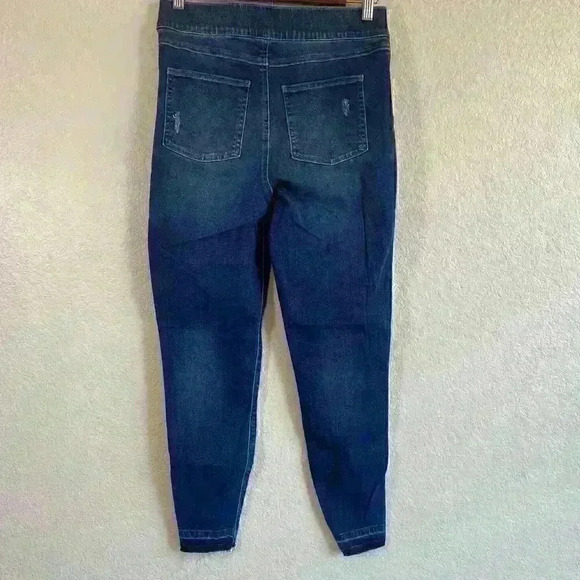 Spanx pull-on High Rise Raw Hem light distressed Blue Jean Leggings Women Size M - Picture 3 of 9